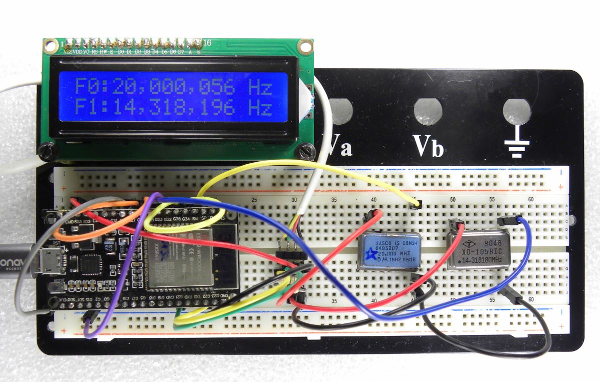 ESP32 Freq Meter 2CH board 20 MHz.JPG